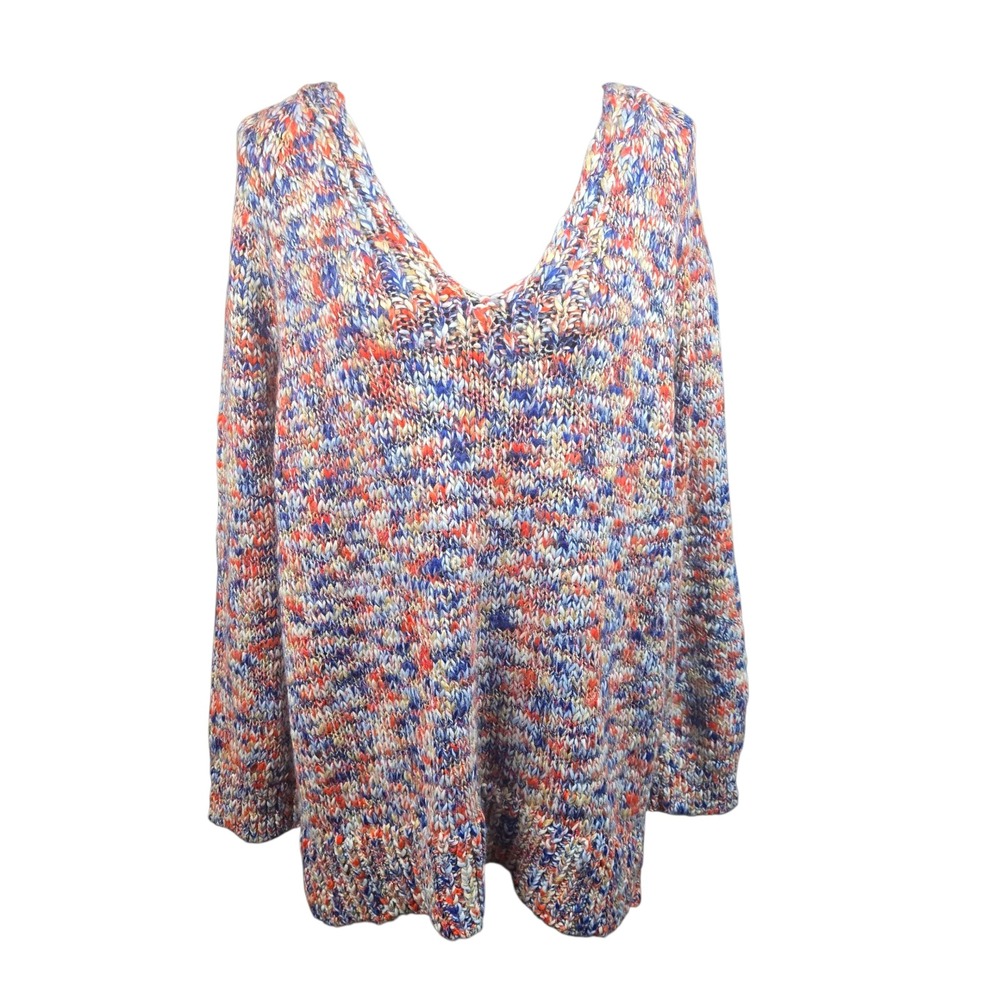 Lou & Grey Loft Multicolor Speckled Metallic V Neck Long Sleeve Sweater XL NWT